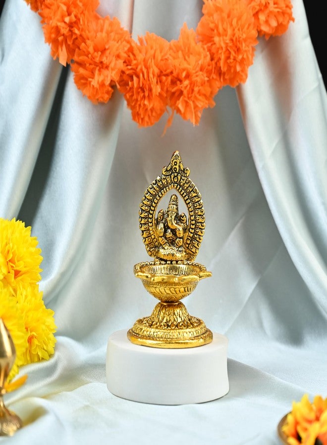 HindCraft Ganesha Diya Oil Lamp - Brass Diwali Diya for Puja, Home Temple, Decoration & Gifts | Traditional Diwali Decoration Items for Home Decor | Ganesh Deepak for Pooja & Festive Gifting - Image 5